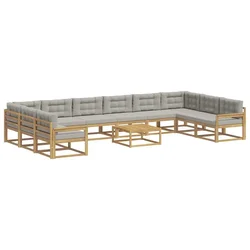 Set vanjskih sofa s jastukom 11 pcs Bijela i svjetlosiva