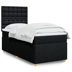 vidaXL Box spring postelja z vzmetnico črna 80x200 cm blago