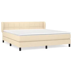 Vidaxl Box spring postelja z vzmetnico krem 180x200 cm blago