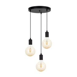 Luster na sajli MIROS 3xE27/60W/230V okrugli crni