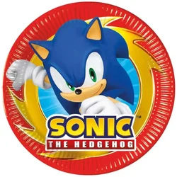 GoDan Papirnati krožniki SONIC Sega za rojstni dan 20 cm 8 kosov.