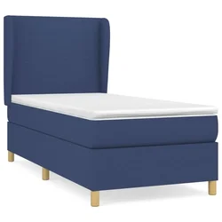 Vidaxl Box spring postelja z vzmetnico modra 90x200 cm blago