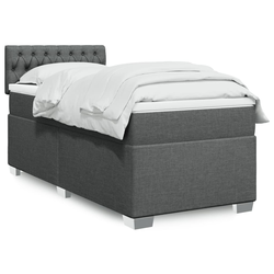 VIDAXL Box spring postelja z vzmetnico temno siva 90x190 cm blago