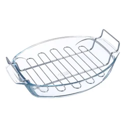 Oval roaster dish with rack, heat-resistant glass, 4 L, Lets Share