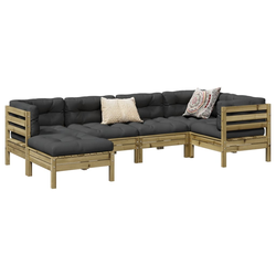 6-dijelni set vrtnih sofa od impregnirane borovine s jastucima