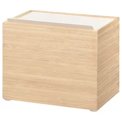 STEGESUND Posuda s poklopcem, bela/svetli bambus, 17x12x14 cm