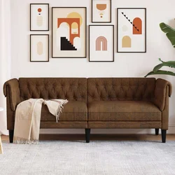 Trosjed Chesterfield smeđi od tkanine