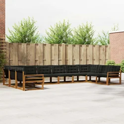 Set vanjskih sofa s jastukom 10 pcs Prirodna i crna