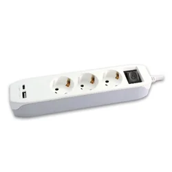 Commel uticnica 3-struka 3m sa sklopkom + usb a+c belo-siva ( c234-406 )