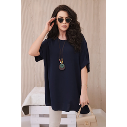 Kesi Włoski Oversized blouse with pendant navy blue