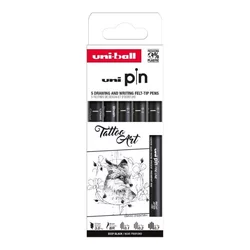 Marker Uni pin set 0,1/0,2/0,7/BR/CS3 mm crni Tatoo Art 5/1