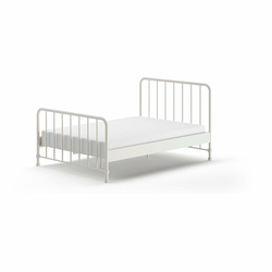Bela kovinska postelja z letvenim dnom 140x200 cm BRONXX – Vipack