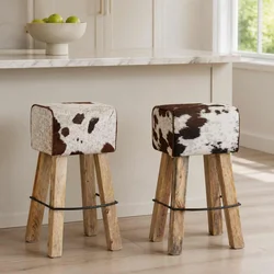 vidaXL Barski stol 2 kos Rjava in bela 44 x 33 x 74 cm Pravo usnje