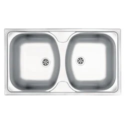 Deante Techno ZMU 0200 Sudopera, 2 korita, 13cm, Čelična, Srebrna