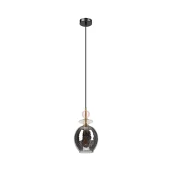 Luster na sajli VELLO 1xE27/15W/230V crna/zadimljeno roze/bež/crna