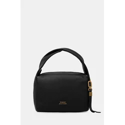 Usnjena torbica Tommy Hilfiger črna barva, AW0AW18150