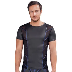 NEK Cool Matte Look Shirt with Blue Metallic Stripes 2162016 Black S