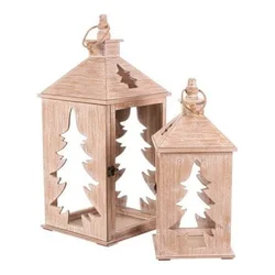 Autronic Svetilka Wooden lantern - conifer pattern, price for a set of 2 pieces (DA220)