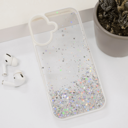 Maska za telefon Frame Glitter za iPhone 16, Bela