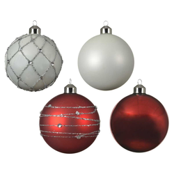 Novogodišnje kugle/ Red white mix/ set 1/4
