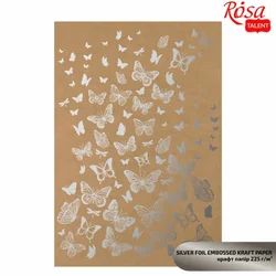 Papirji za scrapbooking s kovinskimi elementi A4 - srebrni metulji