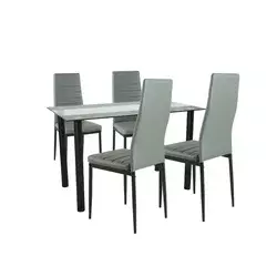 Jedilni set Mezza 4+1 sivo-črna