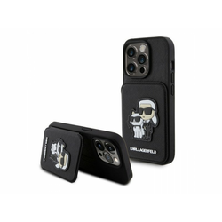 APPLE maska za iPhone 15 Pro Max SAFFIANO CARDSLOTS AND STAND KandC PATCH BLACK