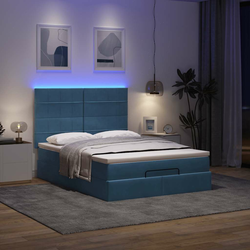 Otomanski krevet s madracem i LED plavi 140x190 cm tkanine