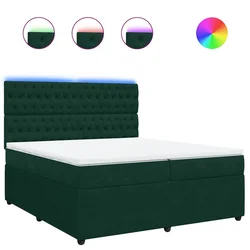 Vidaxl Box spring postelja z vzmetnico temno zelena 200x200 cm žamet