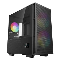 DeepCool CH360 Kućište DIGITAL ATX, Bočno staklo, Dual Status Display, 2xLED 140mm +1x120mm, USB-C, Crno