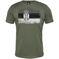 011Shop Muška majica kratkih rukava Zastava siva, Maslinasta