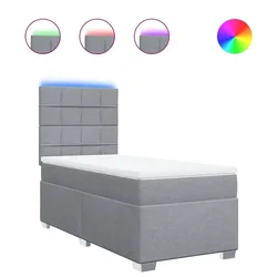 Vidaxl Box spring postelja z vzmetnico svetlo siv 100x200 cm blago