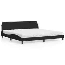 Krevet s madracem Dover crni 200x200 cm baršunasti