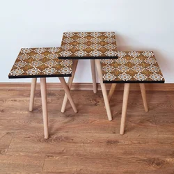 Hanah Home Set klub stočića 3Shp139, 3 komada, Šarena