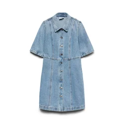 VERO MODA Dolga srajca VMDaisy moder denim