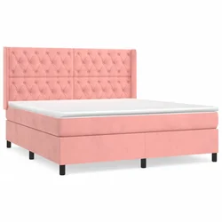 Vidaxl Box spring postelja z vzmetnico roza 160x200 cm žamet