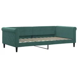Vidaxl Raztegljiva postelja temno zelena 100x200 cm žamet