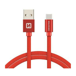 Swissten data kabl tekstil USB na tip IP C 3m crveni