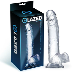 Prozirni dildo s testisima - Glazed, 16 cm