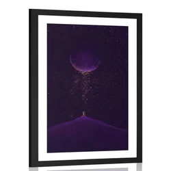 Plakat s paspartujem vijoličen magičen planet - 20x30 black