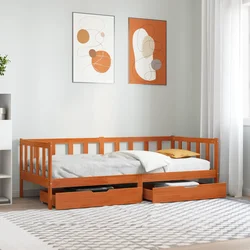 Krevet na dan s uzglavljem 3 pcs Vosak smeđa Čvrsto borovo drvo