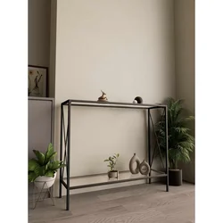 Hanah Home komoda Florya, 80 cm, crna / providno staklo