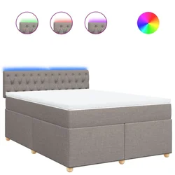 Vidaxl Box spring postelja z vzmetnico taupe 140x190 cm blago