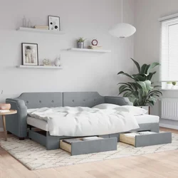 Greatstore Izvlečna dnevna postelja s predali svetlo siva 80x200 cm blago