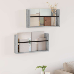 Polica za časopise s policom 2 pcs Siva Sonoma 60 x 12 x 30 cm