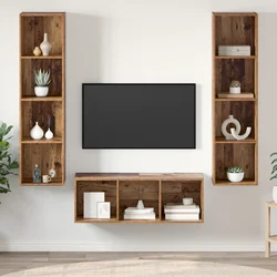 Set TV komoda Zidne 3 pcs Staro drvo Konstruirano drvo