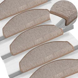 Prostirke za stepenice 15 kom 65x24x4 cm svijetlosmeđe poluokrugle velike