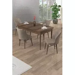 HANAH HOME Rasklopivi trpezarijski sto i stolice (5 delova) Uzi Baroque Cappuccino