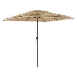 Vrtni suncobran LED s čeličnom šipkom smeđi 248x248x248 cm