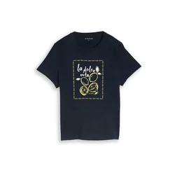 TOM TAILOR Majica temno modra/limonino-rumena/bela
